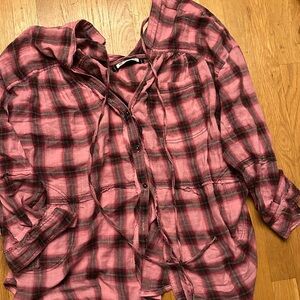 We The Free pink Plaid Shirt